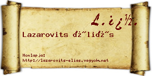 Lazarovits Éliás névjegykártya